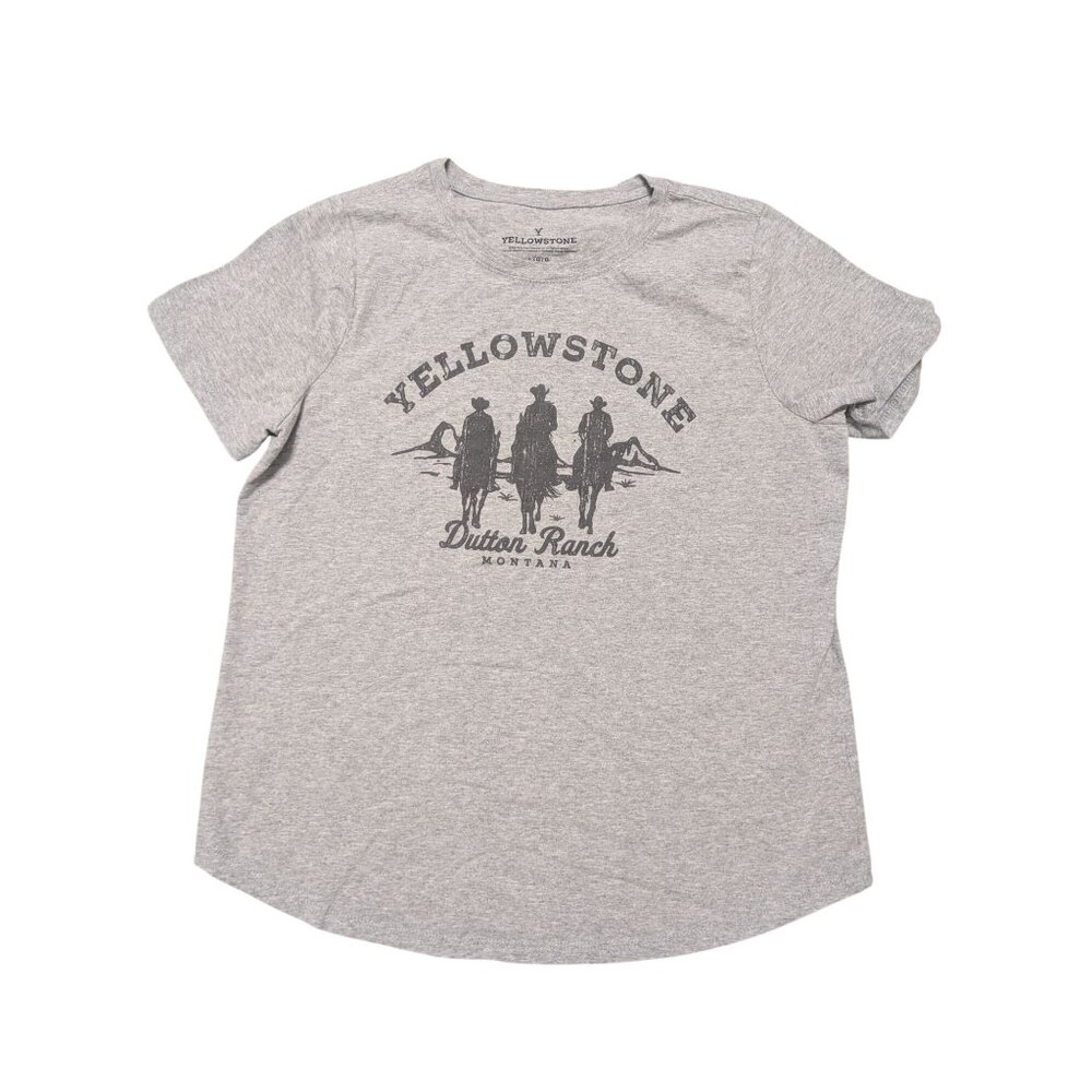 Yellowstone Tshirt Women's L (runs small) Gray Dutton Ranch Montana Cowboy USA